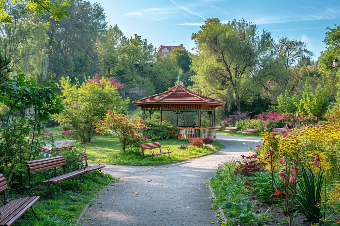 Vue panoramique d'un parc luxuriant à Cusset, illustrant des idées innovantes pour réinventer les espaces verts et parcs de charme.